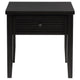 Coni Side End Table 1 Drawer Classic Black Wood Square 24 Inch BM329200