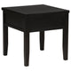 Coni Side End Table 1 Drawer Classic Black Wood Square 24 Inch BM329200