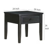 Coni Side End Table 1 Drawer Classic Black Wood Square 24 Inch BM329200