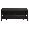 Coni Coffee Table 2 Drawers 1 Shelf Black Wood Frame 48 Inch BM329201