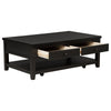 Coni Coffee Table 2 Drawers 1 Shelf Black Wood Frame 48 Inch BM329201