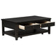Coni Coffee Table 2 Drawers 1 Shelf Black Wood Frame 48 Inch BM329201