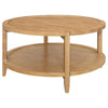 Camilia Coffee Table 1 Shelf Round Maple Brown Solid Wood 36 Inch BM329202