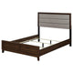 Yels King Size Bed Gray Channel Tufted Upholstery Walnut Brown Wood BM329212