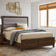 Yels King Size Bed, Gray Channel Tufted Upholstery, Walnut Brown Wood