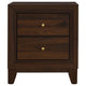 Yels Nightstand with 2 Drawers Gold Metal Knobs Walnut Brown BM329213