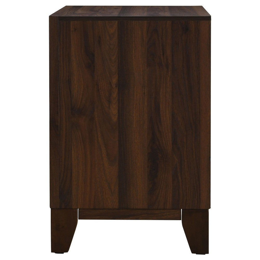 Yels Nightstand with 2 Drawers Gold Metal Knobs Walnut Brown BM329213