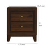 Yels Nightstand with 2 Drawers Gold Metal Knobs Walnut Brown BM329213