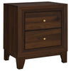 Yels Nightstand with 2 Drawers Gold Metal Knobs Walnut Brown BM329213