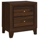Yels Nightstand with 2 Drawers Gold Metal Knobs Walnut Brown BM329213