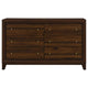 Yels Wide Dresser with 6 Drawers Gold Metal Knobs Walnut Brown BM329214