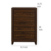Yels Tall Dresser Chest with 4 Drawers Gold Metal Knobs Walnut Brown BM329215