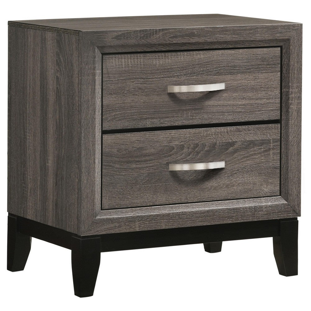 Mela 4pc Full Size Bedroom Set, Dresser, Nightstand, Mirror, Oak Gray