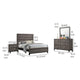 Mela 4pc Full Size Bedroom Set Dresser Nightstand Mirror Oak Gray