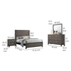 Mela 4pc Full Size Bedroom Set, Dresser, Nightstand, Mirror, Oak Gray