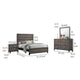 Mela 4pc Full Size Bedroom Set, Dresser, Nightstand, Mirror, Oak Gray