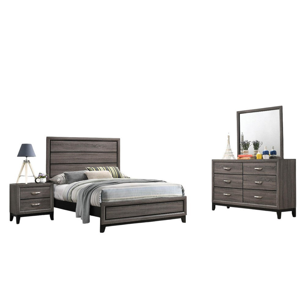 Mela 4pc Full Size Bedroom Set Dresser Nightstand Mirror Oak Gray