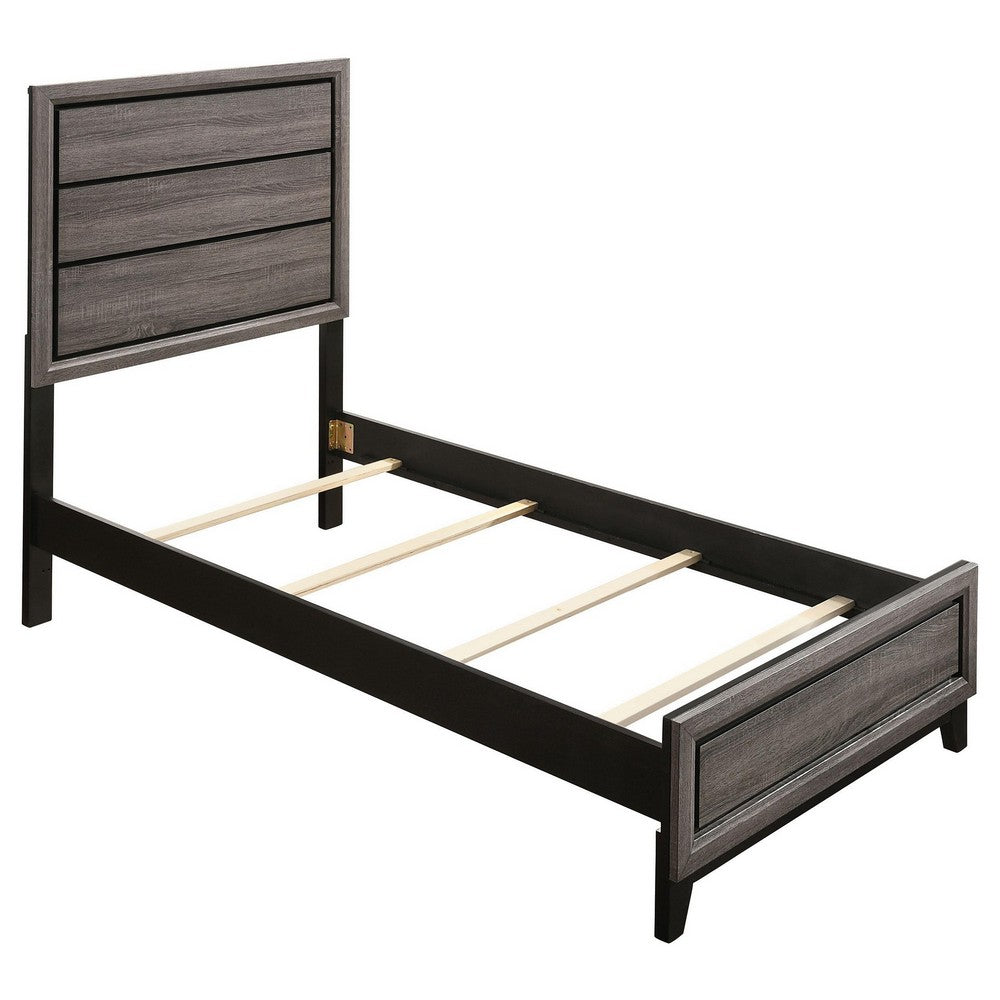 Mela 4pc Twin Bedroom Set with Dresser, Nightstand, Mirror, Oak Gray