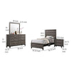 Mela 4pc Twin Bedroom Set with Dresser, Nightstand, Mirror, Oak Gray