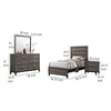 Mela 4pc Twin Bedroom Set with Dresser Nightstand Mirror Oak Gray