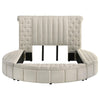Neya Queen Round Bed with Storage Wingback Ivory Boucle Upholstery