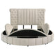Neya Queen Round Bed with Storage Wingback Ivory Boucle Upholstery