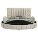 Neya King Round Bed with Storage Wingback Ivory Boucle Upholstery