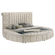 Neya King Round Bed with Storage Wingback Ivory Boucle Upholstery