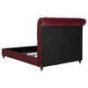 Damo Queen Bed Red Wine Velvet Upholstered Chesterfield Headboard