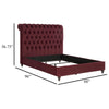 Damo Queen Bed Red Wine Velvet Upholstered Chesterfield Headboard