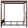 Zemy Queen Canopy Bed with 4 Posts Beige Upholstery Brown Metal