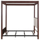 Zemy Queen Canopy Bed with 4 Posts Beige Upholstery Brown Metal
