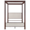 Zemy King Canopy Bed with 4 Posts Beige Upholstery Brown Metal