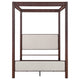 Zemy King Canopy Bed with 4 Posts Beige Upholstery Brown Metal