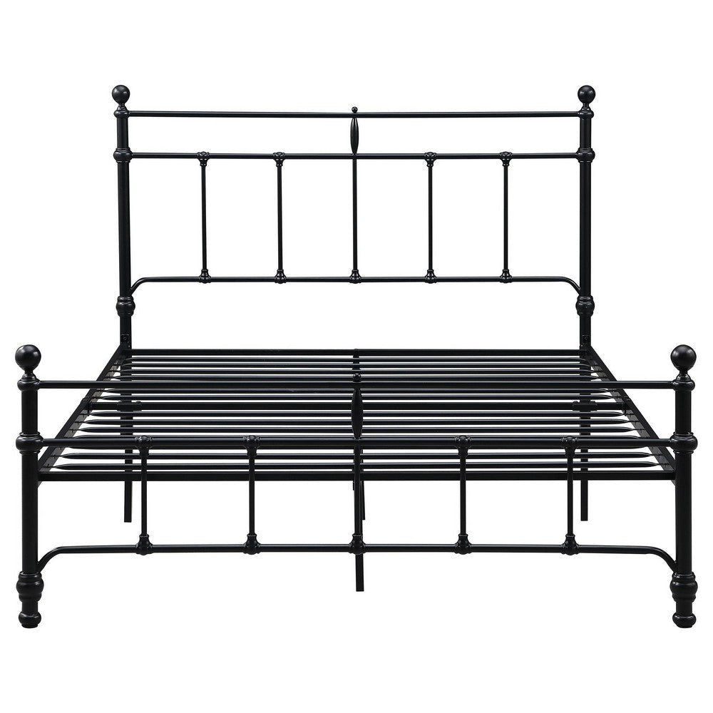 Nevy Queen Size Bed Classic Intricate Detailed Black Metal Frame