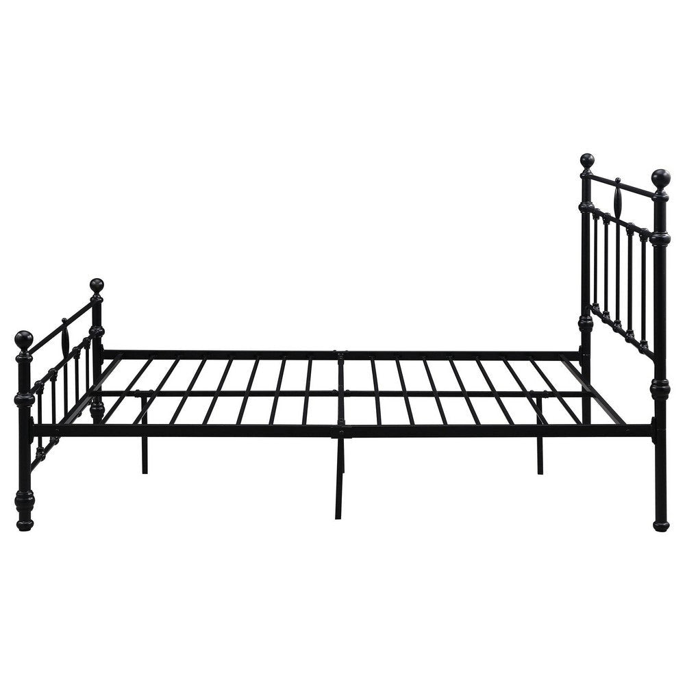 Nevy Queen Size Bed Classic Intricate Detailed Black Metal Frame