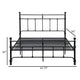 Nevy Queen Size Bed Classic Intricate Detailed Black Metal Frame