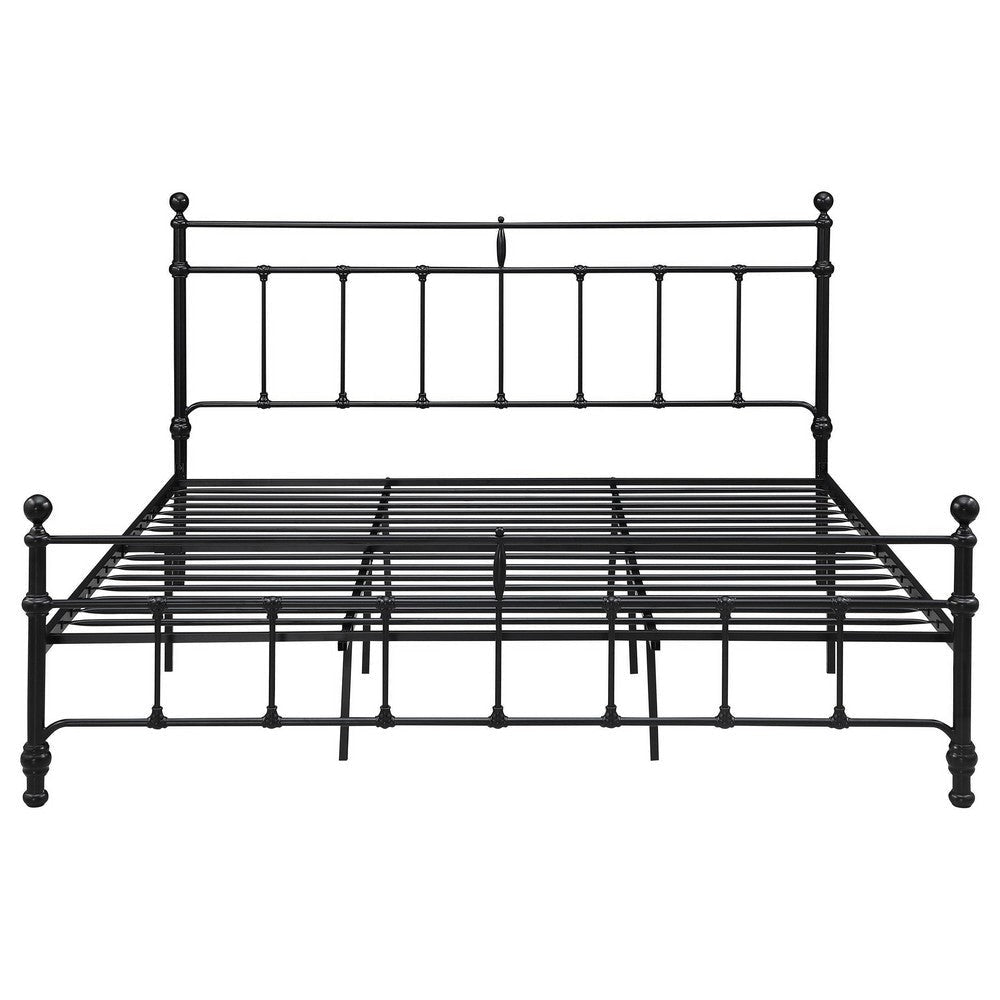Nevy King Size Bed Classic Intricate Detailed Black Metal Open Frame