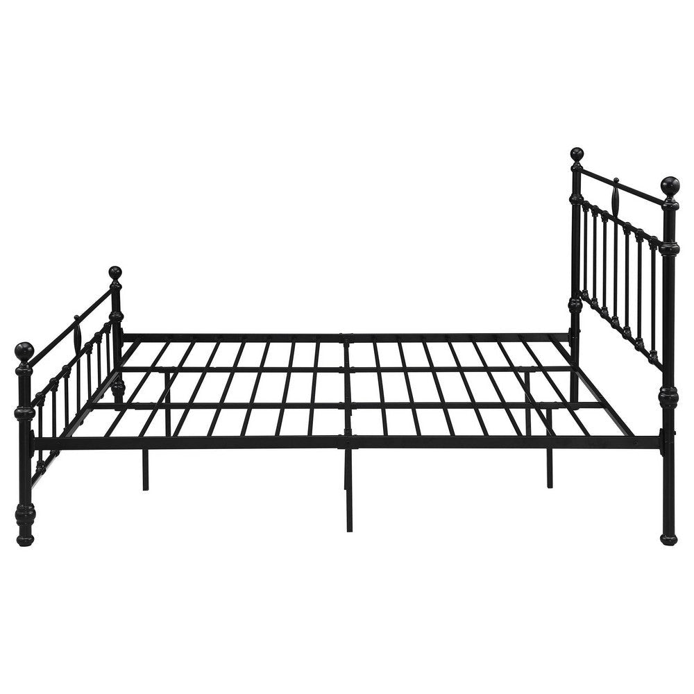 Nevy King Size Bed Classic Intricate Detailed Black Metal Open Frame