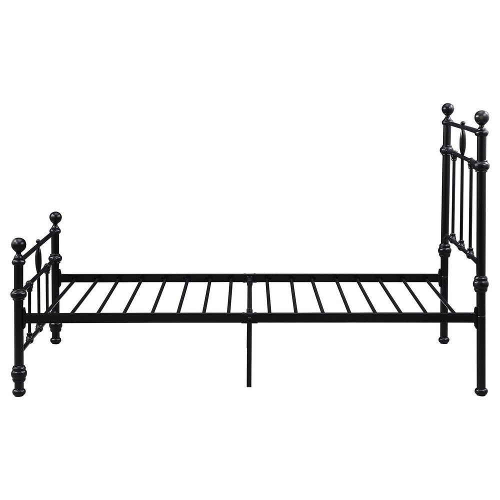 Nevy Twin Size Bed Classic Intricate Detailed Black Metal Open Frame
