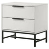 Noro Nightstand 24 Inch 2 Storage Drawers Modern White Black Metal BM329234
