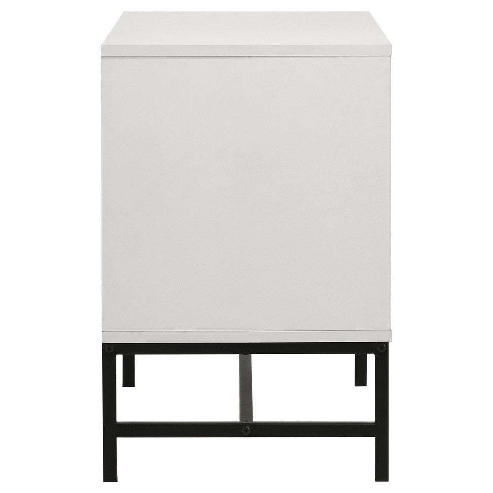 Noro Nightstand 24 Inch 2 Storage Drawers Modern White Black Metal BM329234