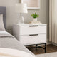 Noro Nightstand, 24 Inch, 2 Storage Drawers, Modern White, Black Metal