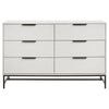Noro Wide Dresser 6 Storage Drawers Modern White Black Metal Legs BM329235