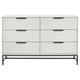 Noro Wide Dresser 6 Storage Drawers Modern White Black Metal Legs BM329235