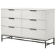 Noro Wide Dresser 6 Storage Drawers Modern White Black Metal Legs BM329235