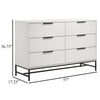 Noro Wide Dresser 6 Storage Drawers Modern White Black Metal Legs BM329235
