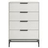 Noro Tall Dresser Chest 4 Storage Drawers Modern White Black Metal BM329236