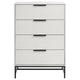 Noro Tall Dresser Chest 4 Storage Drawers Modern White Black Metal BM329236