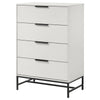 Noro Tall Dresser Chest 4 Storage Drawers Modern White Black Metal BM329236